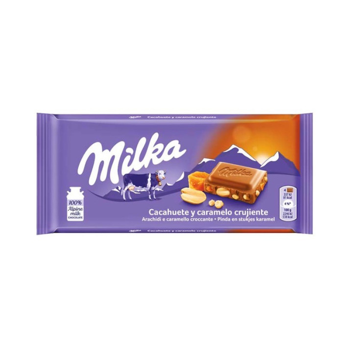 Milka Peanut and Crunchy Caramel 90g-Distribución Mayorista