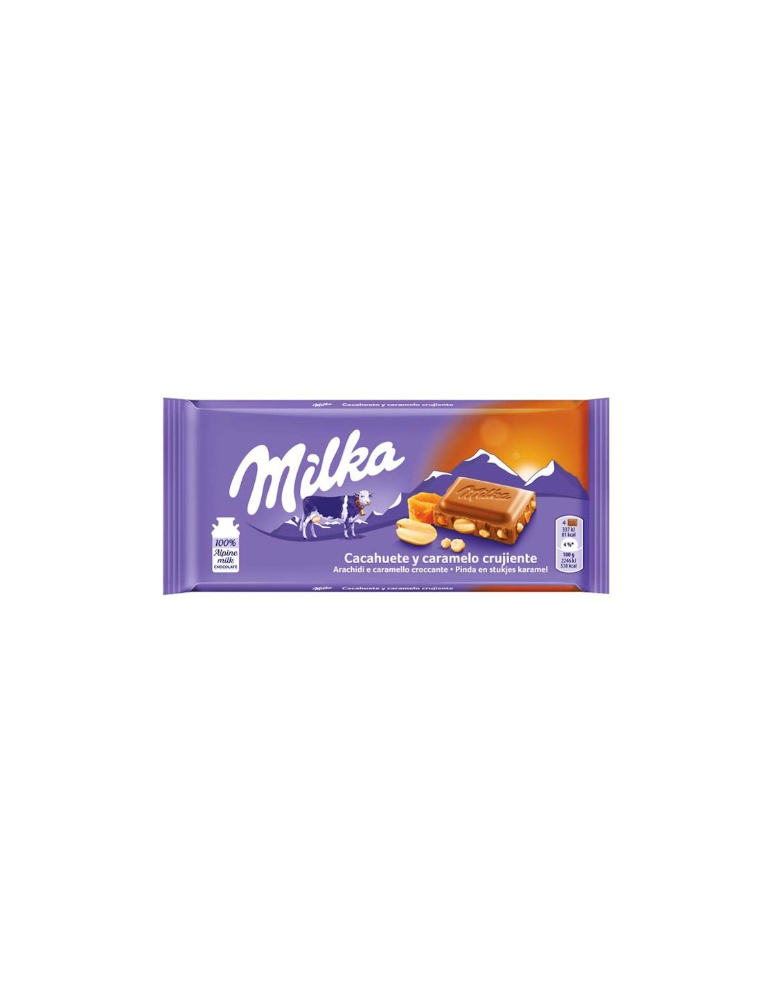 Milka Cacahuete y Caramelo Crujiente 90g-Distribución Mayorista