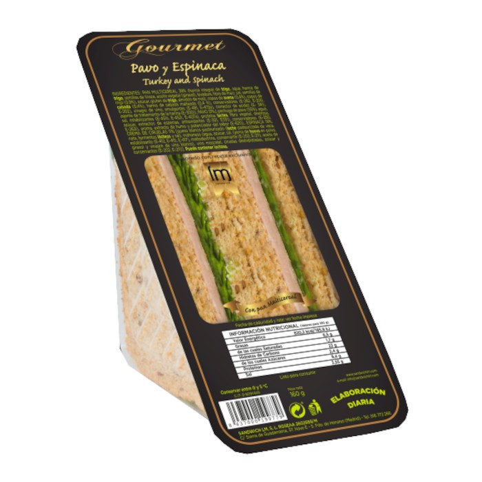 Sanduíche Gourmet Peru e de Espinafre 160g-Distribución Mayorista
