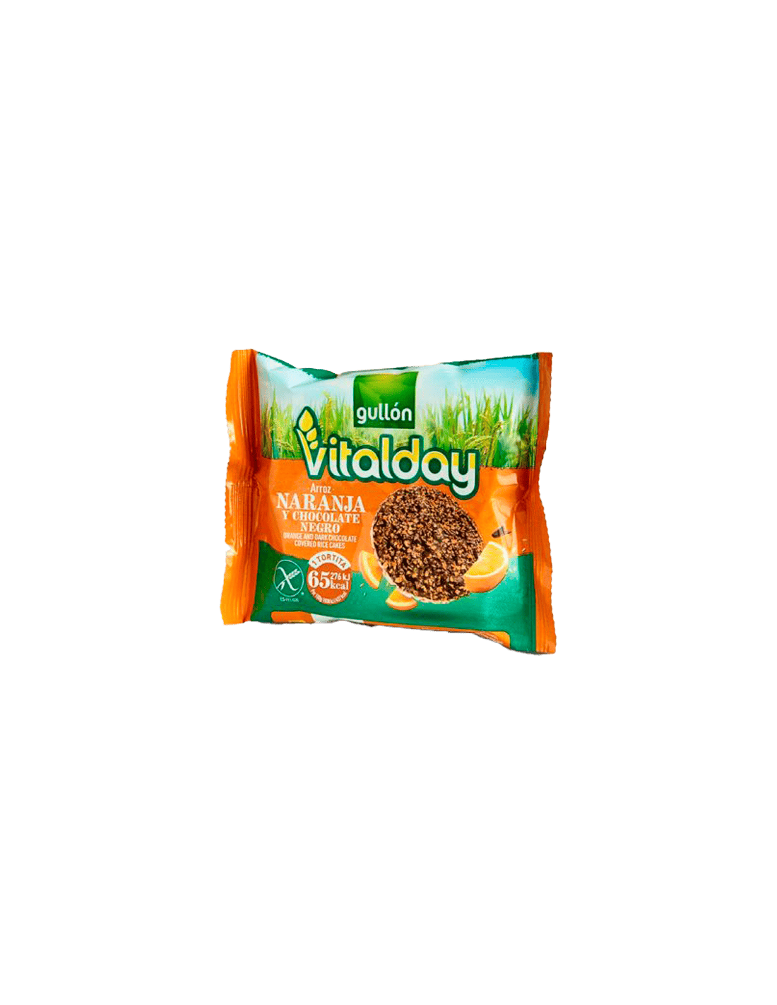 Tortitas de Arroz con Chocolate Negro y Naranja Vitalday 34,3g - Distribución Mayorista
