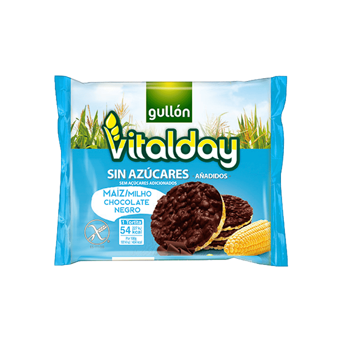 Tortitas Maíz con Chocolate Negro S/A 100g Vitalday-Distribución Mayorista