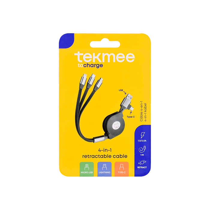 Tekmee Cable Retráctil 3 en 1 - Distribución Mayorista