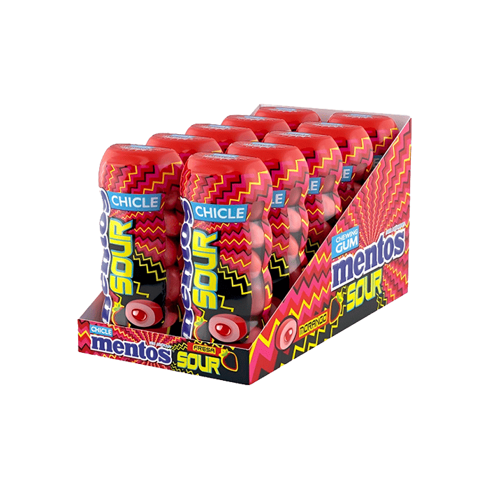 Mentos Sour Gum Fresa 30g - Distribución Mayorista