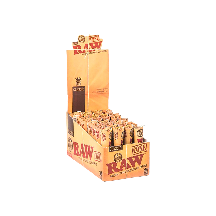 Raw Cone King Size - Caja 32 packs (3 unidades por pack) - Distribución Mayorista