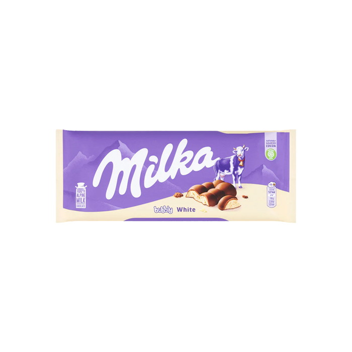 Milka Bubbly White 95g - Distribución Mayorista