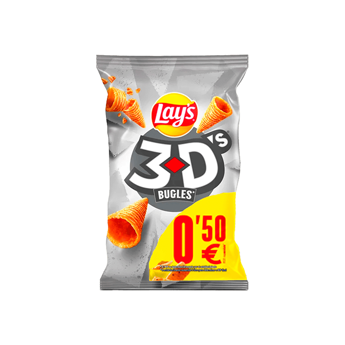 Bugles 3D's Marcado 0.50€ 28g-Distribución Mayorista
