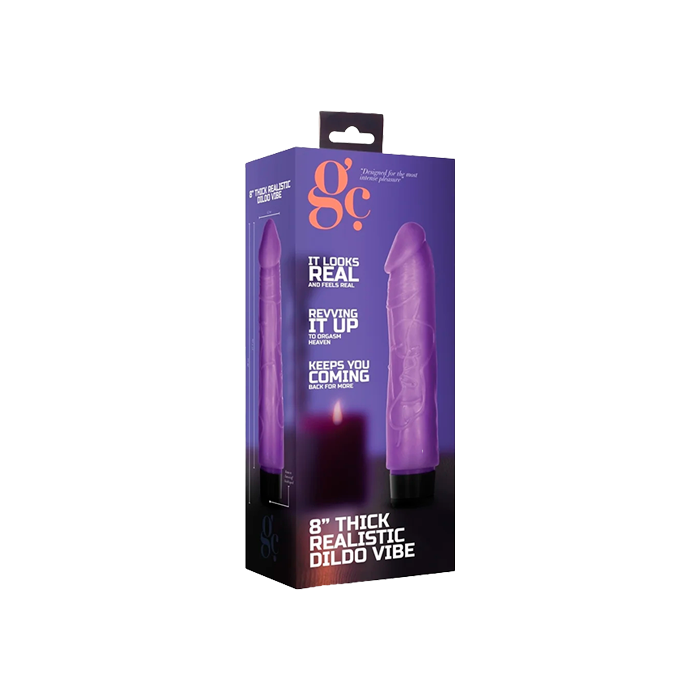Vibrador 8" Thin Realistic Dildo Vibe Lila-Distribución Mayorista