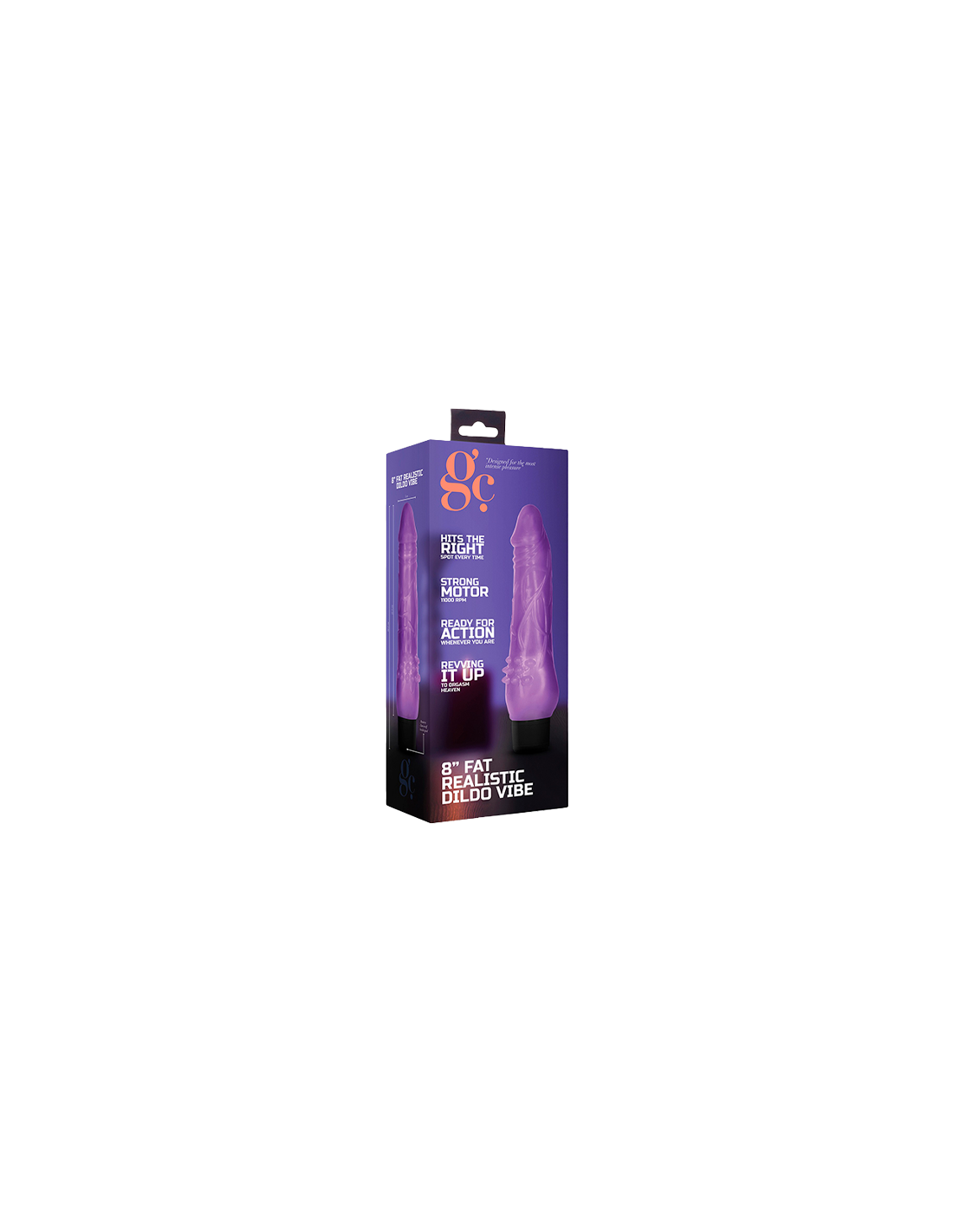 Vibrador 8" Fat Realistic Dildo Vibe Lila-Distribución Mayorista