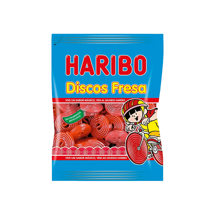 Gominolas Discos de Fresa 80g Haribo-Distribución Mayorista