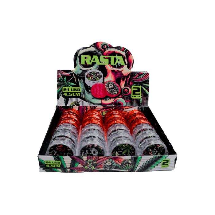 Grinder Calaveras 2 Partes 4.5cm Rasta - Distribución Mayorista