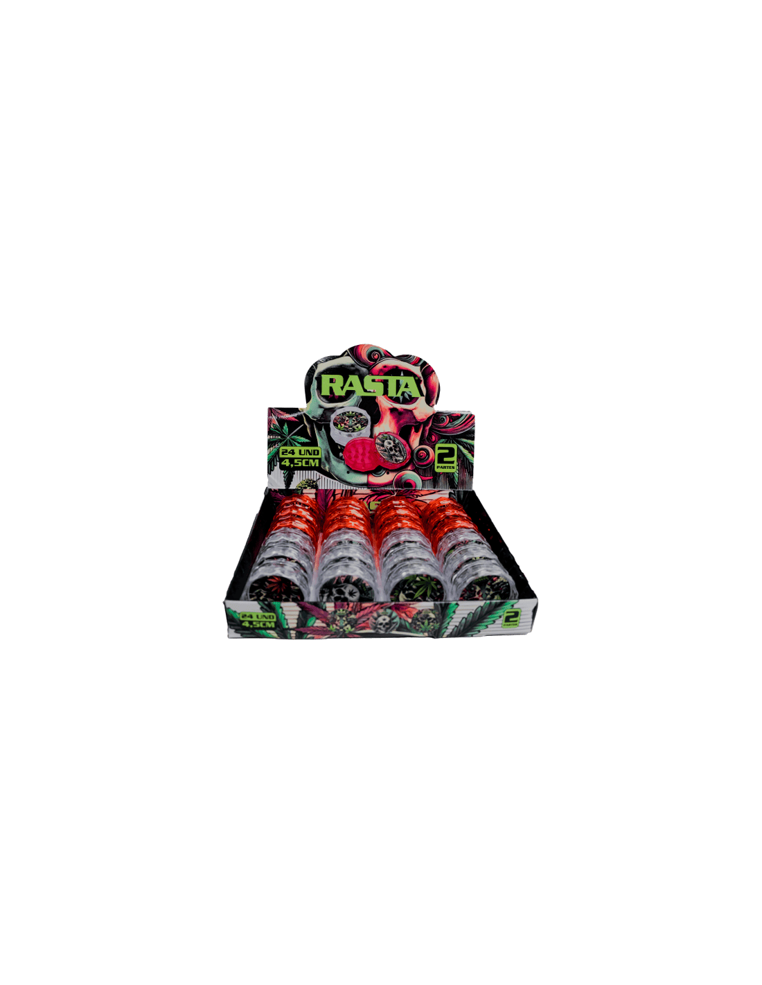 Grinder Schädel 2 Parteien 4.5cm Rasta - Distribución Mayorista