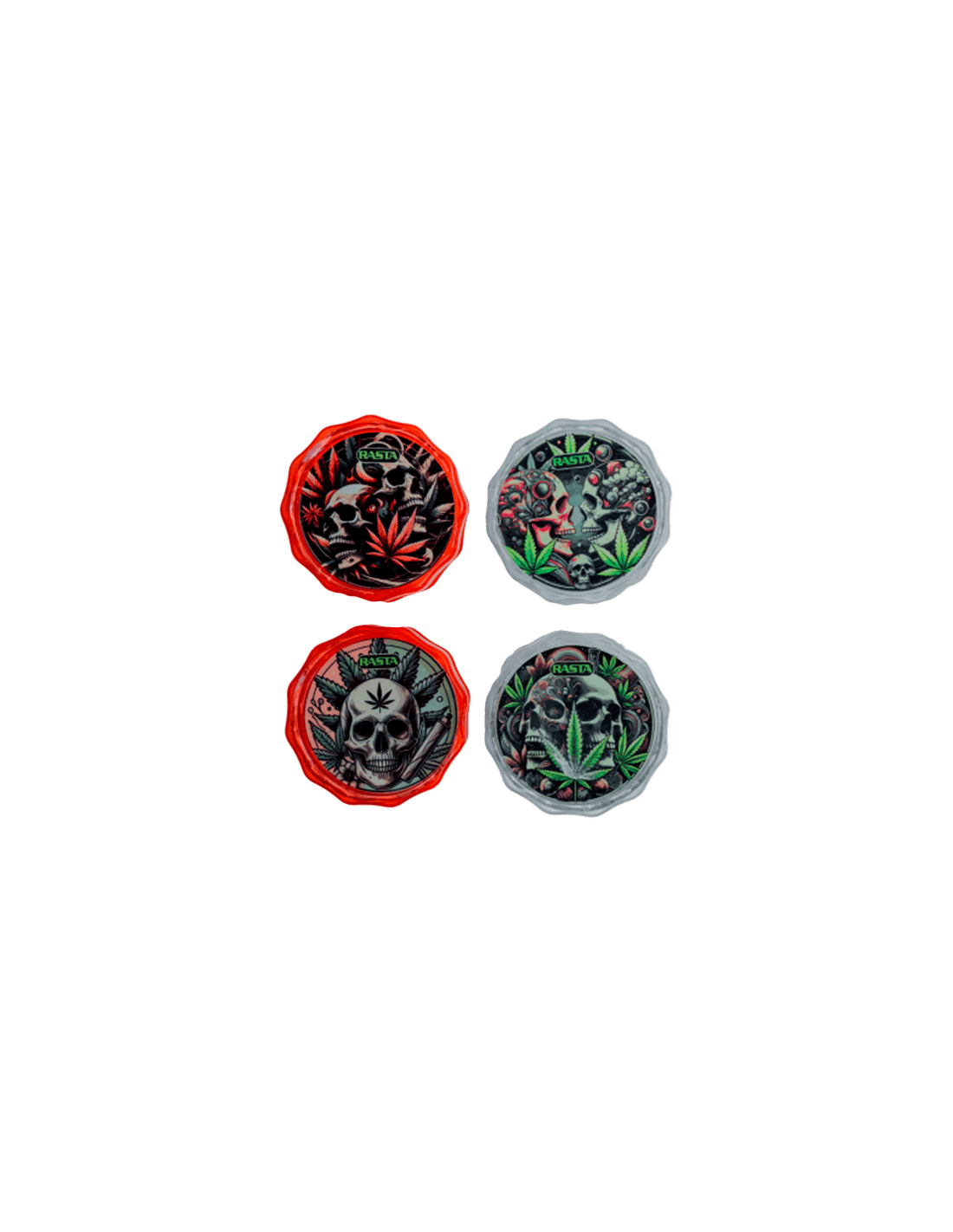 Grinder Crânes 2 Parties 4.5cm Rasta - Distribución Mayorista