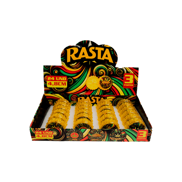 Grinder psychodélique 3 pièces 4.8cm Rasta - Distribución Mayorista
