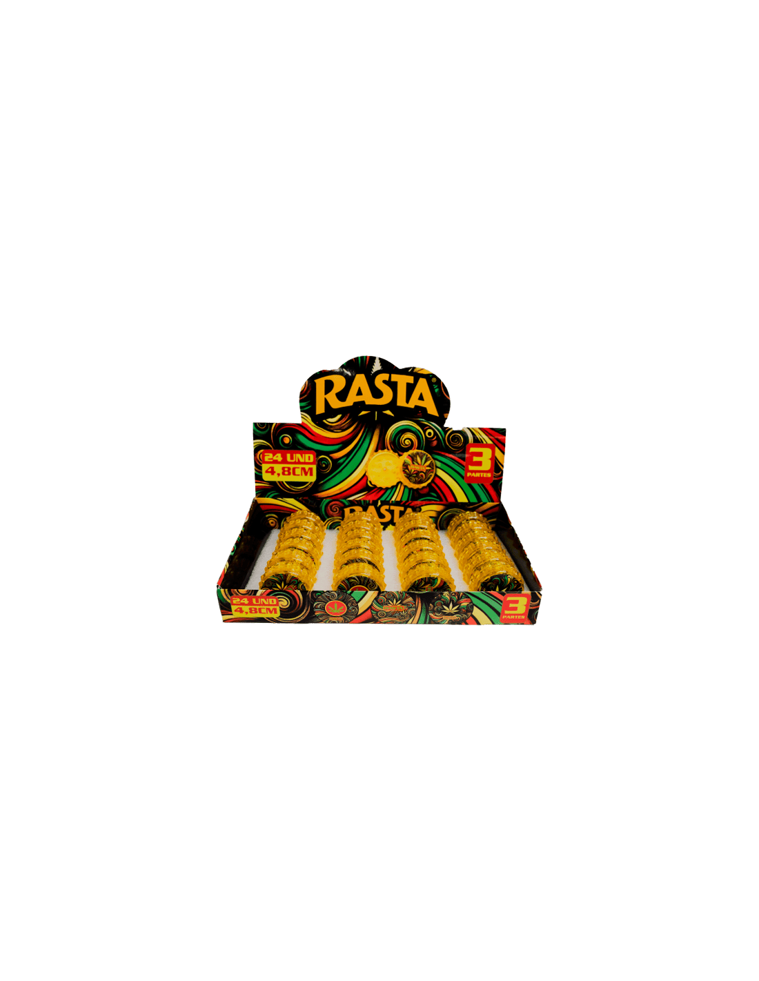 Grinder Psychodelic 3 Teile 4.8cm Rasta - Distribución Mayorista