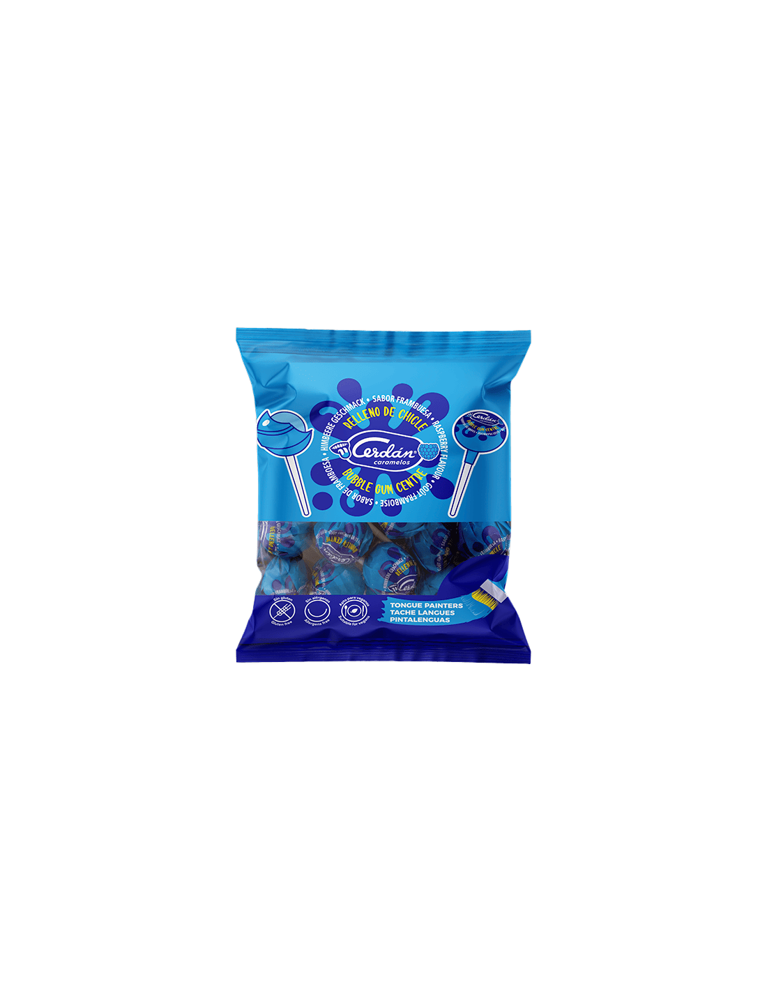 Chupa frambuesa chicle 15,5g Cerdán Caramelos - Distribución Mayorista